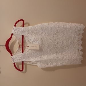 Sleeveless Top, Solitaire, White, Patterned